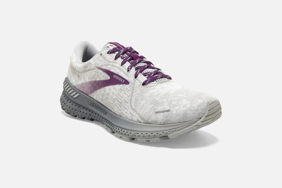 Brooks Israel Adrenaline GTS 21 Road Running Shoes Womens - White/Purple - VJD-294875